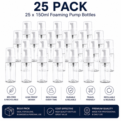 Professional 150ml Foaming Pump Bottles – UK Supplier & Wholesale Available 1,3,5,10,25 packs available