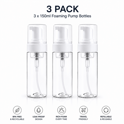 Professional 150ml Foaming Pump Bottles – UK Supplier & Wholesale Available 1,3,5,10,25 packs available