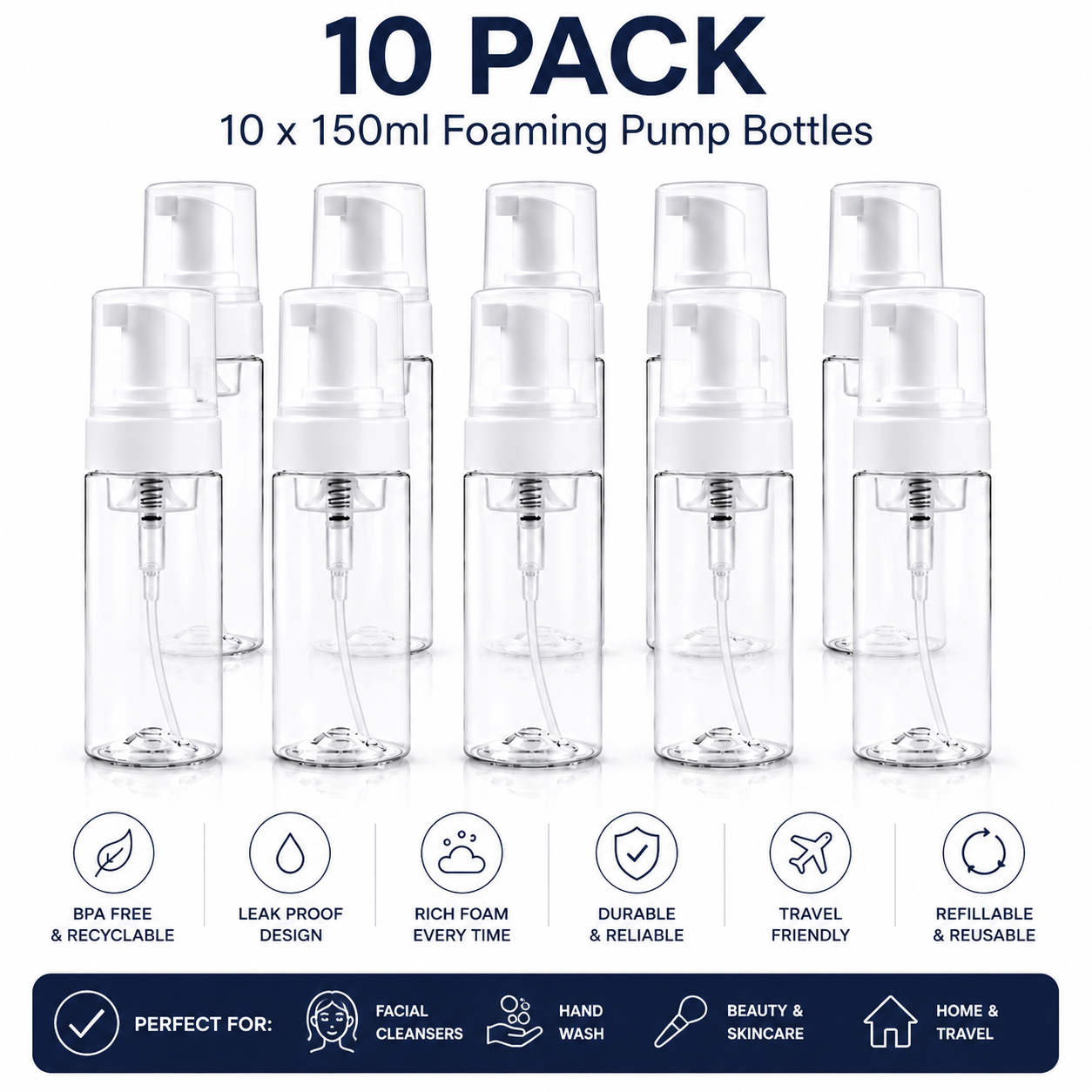 Professional 150ml Foaming Pump Bottles – UK Supplier & Wholesale Available 1,3,5,10,25 packs available