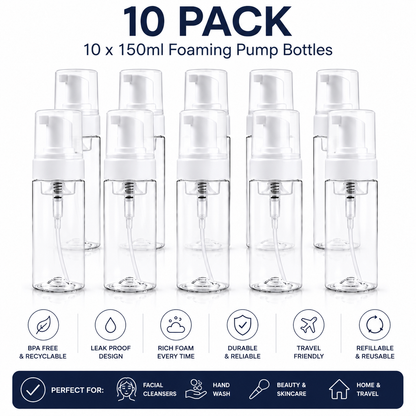 Professional 150ml Foaming Pump Bottles – UK Supplier & Wholesale Available 1,3,5,10,25 packs available