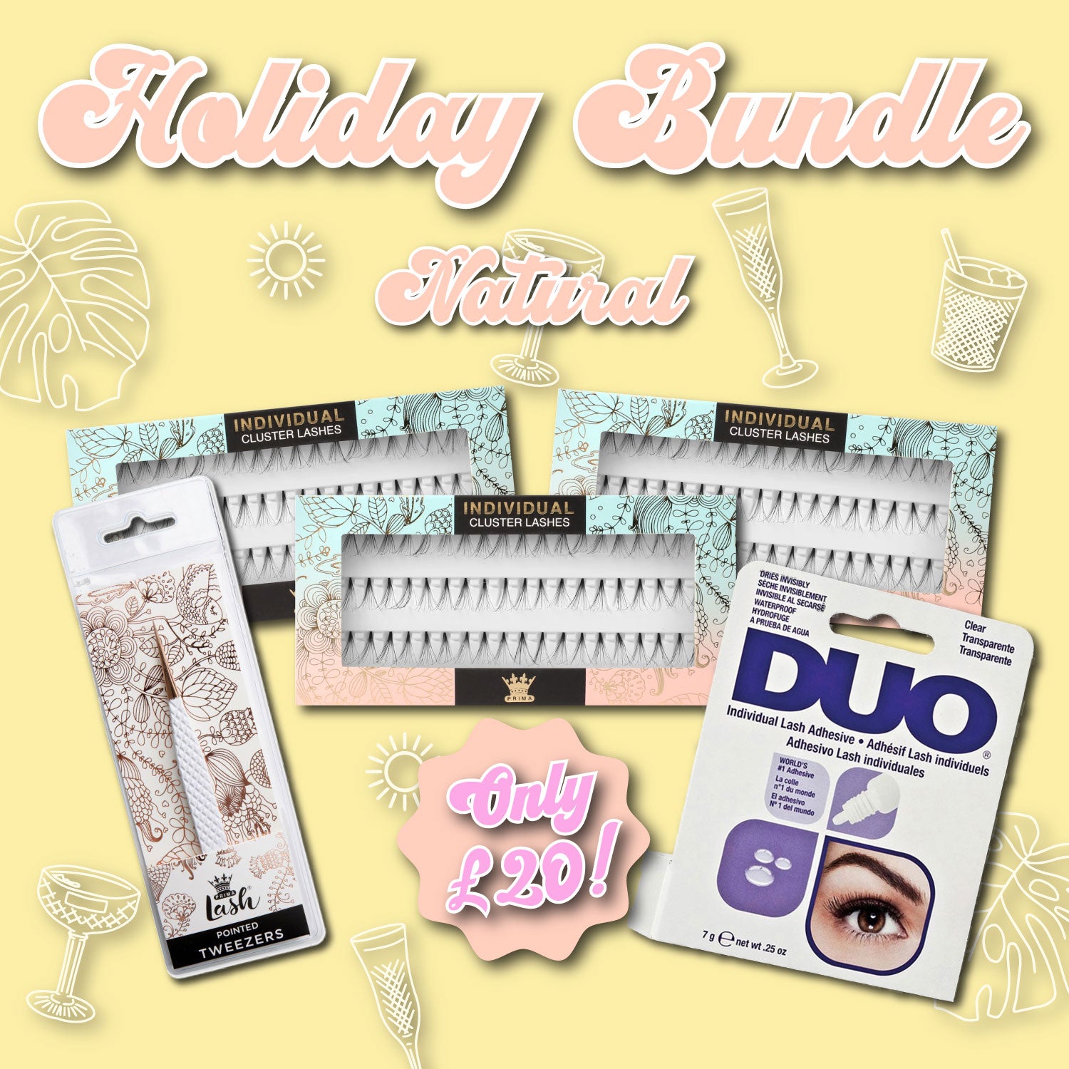 Swim Proof Holiday Bundle Offer - Individual cluster lashes Natural / Glam
